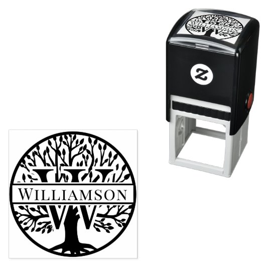 Vet enkele initiaal over levensboom naam #1FR Zelfinktende Stempel (In situ)