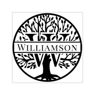 Vet enkele initiaal over levensboom naam #1FR Zelfinktende Stempel