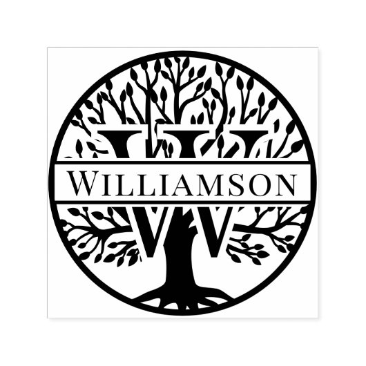 Vet enkele initiaal over levensboom naam #1FR Zelfinktende Stempel (Design)