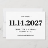 Vet Esthetisch Zwart-wit Typografie Modern Save The Date (Voorkant)