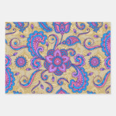 Vet Etnische kleurrijke Paisley Trio Pattern Inpakpapier Vel (Voorkant)