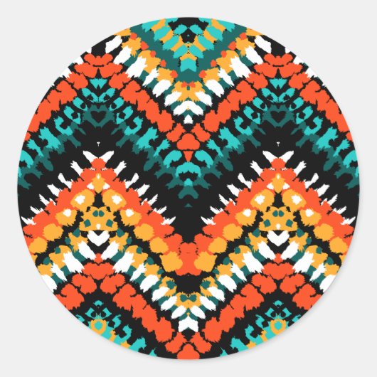 Vet Etnische Native Tribal Patroon Ronde Sticker (Voorkant)