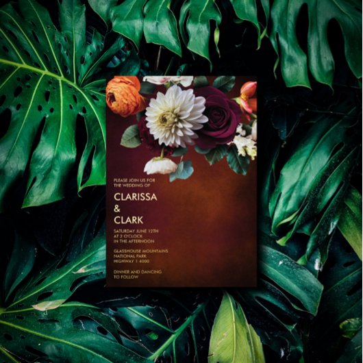 Vet Eucalyptus Wilde Vloer Oranje huwelijk Folie Uitnodiging