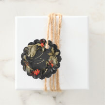 Vet Exotisch Tropisch Blad Zwart Goud Rood