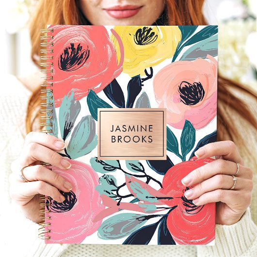 Vet Expressieve Bloemen Aangepaste naam Planner