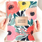 Vet Expressieve Bloemen Aangepaste naam Planner