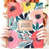Vet Expressieve Bloemen Aangepaste naam Planner