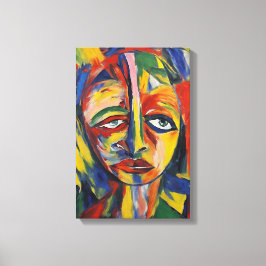Vet expressionistisch portret van emotionele Abstr Canvas Afdruk