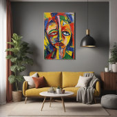 Vet expressionistisch portret van emotionele Abstr Poster