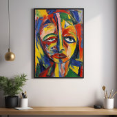 Vet expressionistisch portret van emotionele Abstr Poster