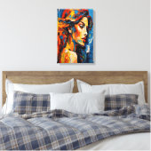 Vet Expressionistisch Vrouw Portret Abstracte Kuns Canvas Afdruk (Insitu (Slaapkamer))