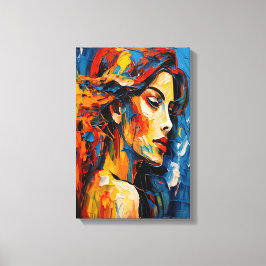 Vet Expressionistisch Vrouw Portret Abstracte Kuns Canvas Afdruk