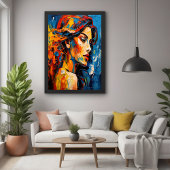Vet Expressionistisch Vrouw Portret Abstracte Kuns Perfect Poster