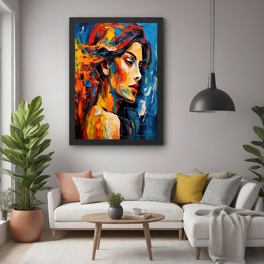 Vet Expressionistisch Vrouw Portret Abstracte Kuns Perfect Poster