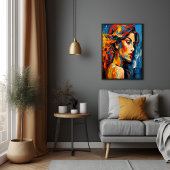 Vet Expressionistisch Vrouw Portret Abstracte Kuns Perfect Poster