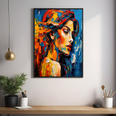 Vet Expressionistisch Vrouw Portret Abstracte Kuns Poster