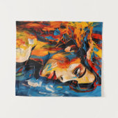 Vet Expressionistisch Vrouw Portret Abstracte Kuns Wandkleed (Voorkant (horizontaal))