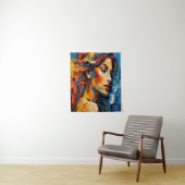 Vet Expressionistisch Vrouw Portret Abstracte Kuns Wandkleed (In situ)