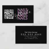 Vet Eyelashes Salon Nails QR code Roze zwart Visitekaartje (Voorkant / Achterkant)