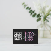 Vet Eyelashes Salon Nails Unas QR Code Roze zwart Visitekaartje (Staand voorkant)