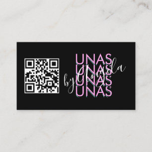 Vet Eyelashes Salon Nails Unas QR Code Roze zwart Visitekaartje