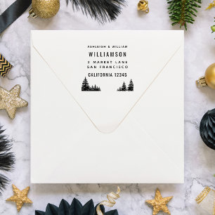 Vet Familie Typografie Pine Tree Return-adres Rubberstempel
