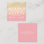 Vet faux Glitter Pink Gold Makeup Artiest Nails Vierkante Visitekaartje (Voorkant / Achterkant)