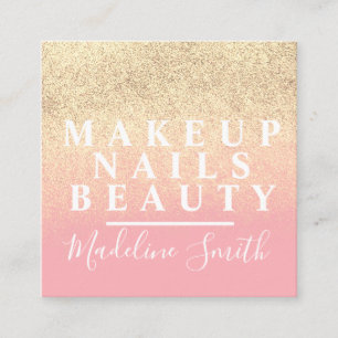 Vet faux Glitter Pink Gold Makeup Artiest Nails Vierkante Visitekaartje