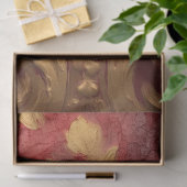 Vet faux goud Barok ornament bordeauxbloemen Tissuepapier (Geschenk)