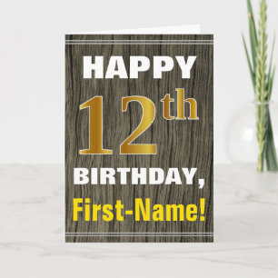 Vet, Faux Hood, Faux Gold 12th Birthday + Naam Kaart