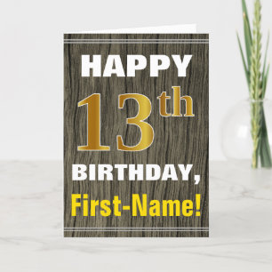 Vet, Faux Hood, Faux Gold 13th Birthday + Naam Kaart