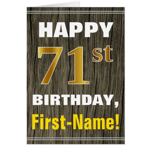 Vet, Faux Hood, Faux Gold 71st Birthday + Naam (Voorkant)