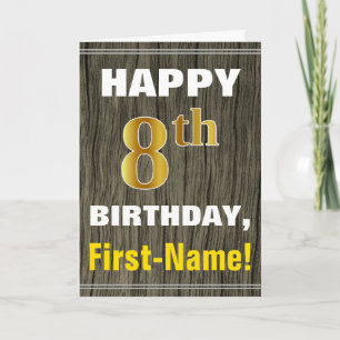 Vet, Faux Hood, Faux Gold 8th Birthday + Naam Kaart