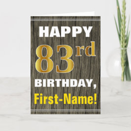 Vet, Faux hout, Faux goud 83ste verjaardag + naam Kaart