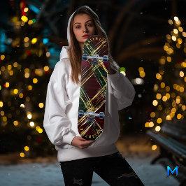 Vet Feestelijk Plaid met Gouden Hoogtepunten Persoonlijk Skateboard