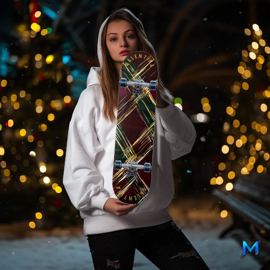 Vet Feestelijk Plaid met Gouden Hoogtepunten Persoonlijk Skateboard