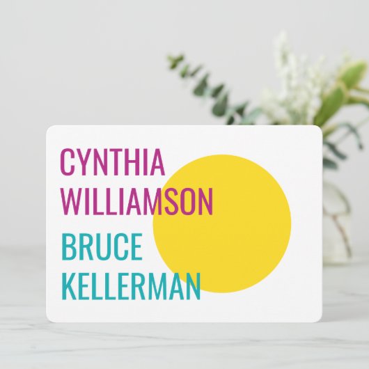 Vet Fel Neon Roze Geel Turquoise Bewaar Datum Kaart (Staand voorkant)