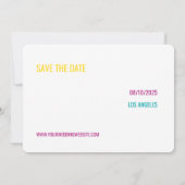 Vet Fel Neon Roze Geel Turquoise Bewaar Datum Kaart (Achterkant)