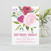 Vet Floral Birthday Inter Uitnodiging (Staand voorkant)