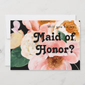 Vet Floral | Black Maid of Honor proposal Kaart (Voorkant)