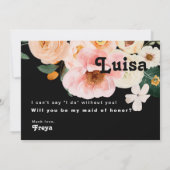 Vet Floral | Black Maid of Honor proposal Kaart (Achterkant)