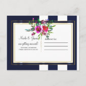 Vet Floral Blue en Gold Elegant Sla de datum op Aankondigingskaart (Achterkant)