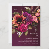 Vet Floral | Dramatische en legante bruiloft Kaart (Voorkant)