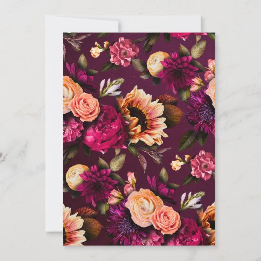 Vet Floral | Dramatische en legante bruiloft Kaart (Achterkant)