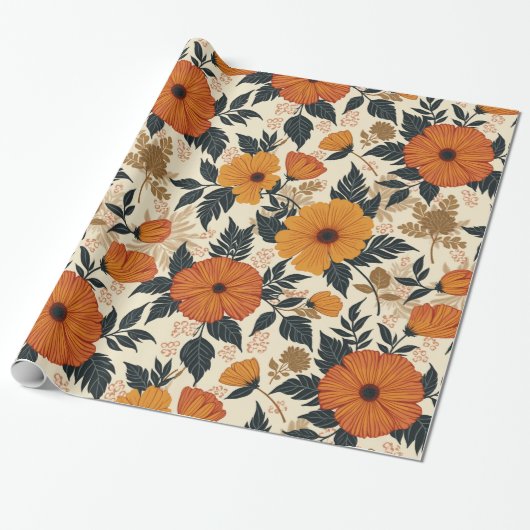 Vet Floral Geometry Wrapping Paper Cadeaupapier (Uitgerold)