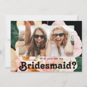 Vet Floral | Kaart met zwarte foto Bridesmaid-voor (Voorkant)