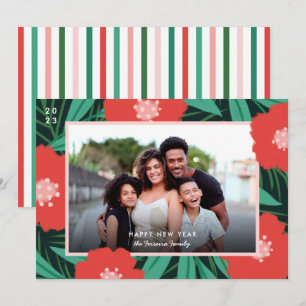 Vet Floral Lijst Nieuwjaar Foto Holiday Kaart