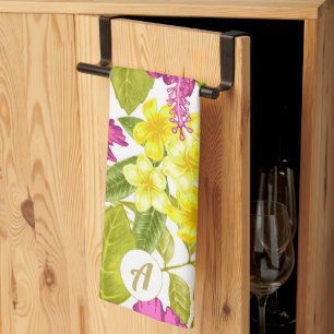 Vet Floral Print met Retro Monogram Theedoek