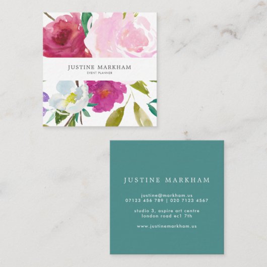 Vet Floral Square Visitekaartje (Voorkant / Achterkant)