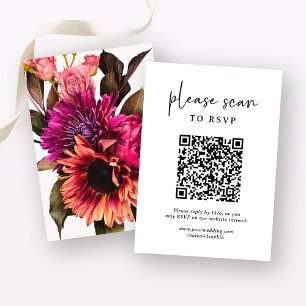 Vet Floral Wedding RSVP met QR-code Informatiekaartje